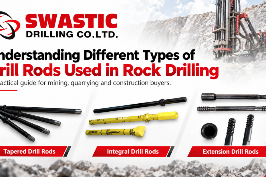 Tapered, integral and extension drill rods used in rock drilling applications
